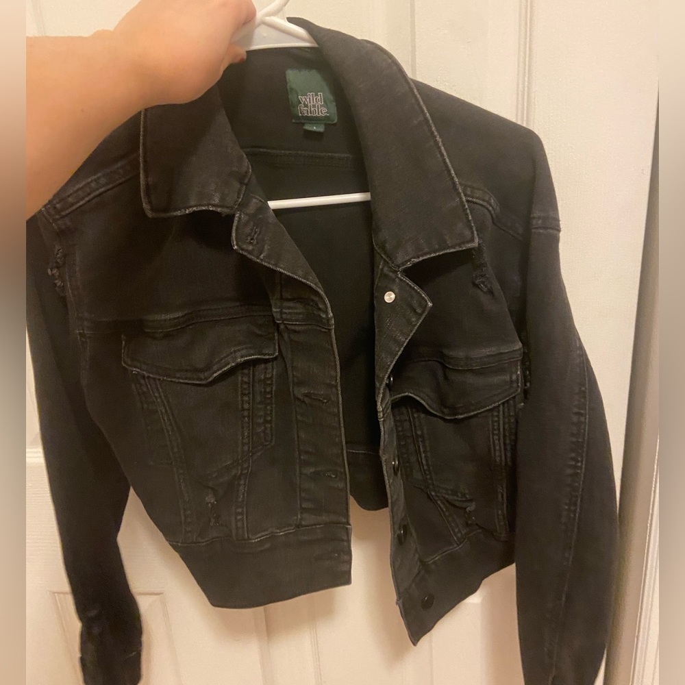 Black cropped jean jacket